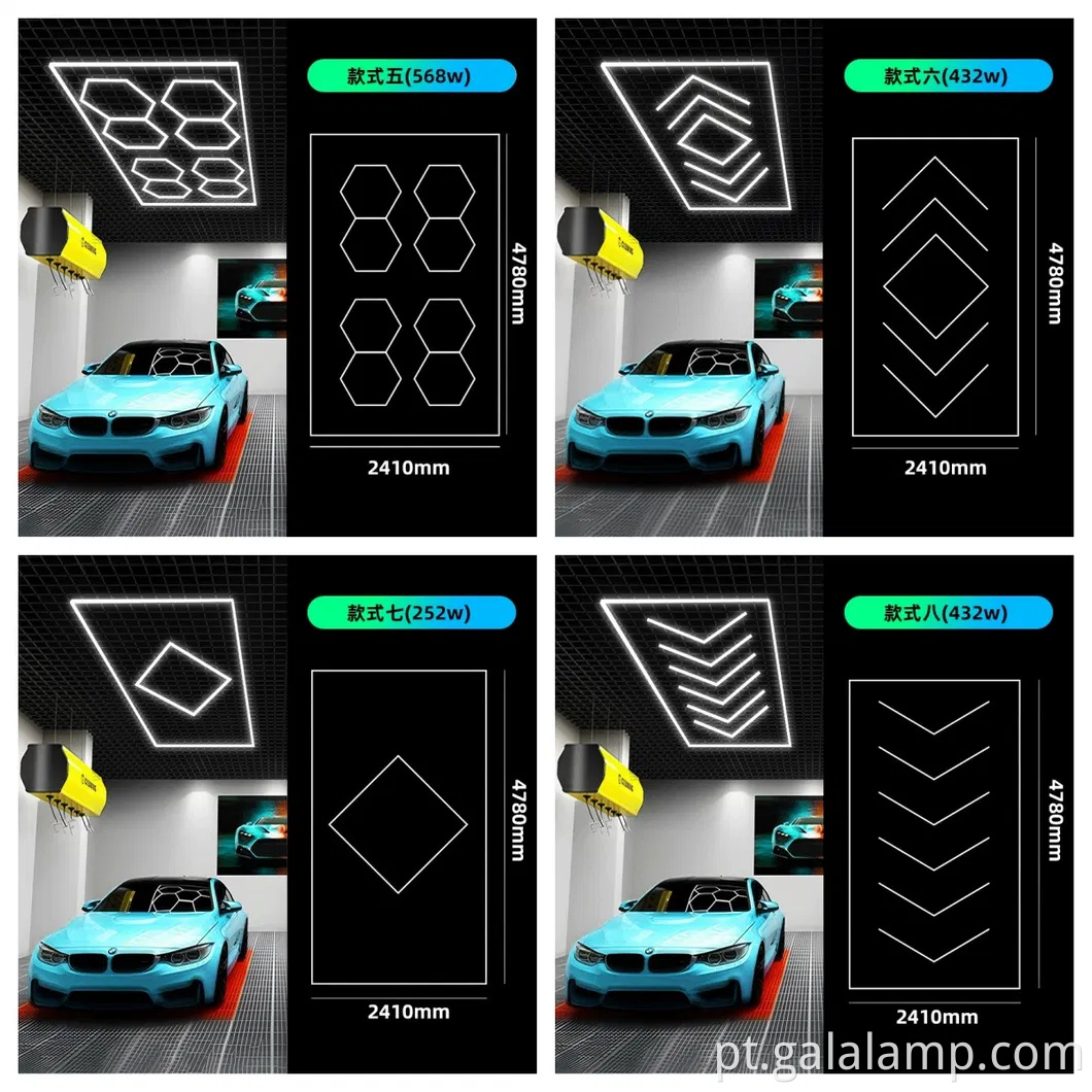 Sistema de grade de iluminação de garagem LED hexagonal para iluminação superior